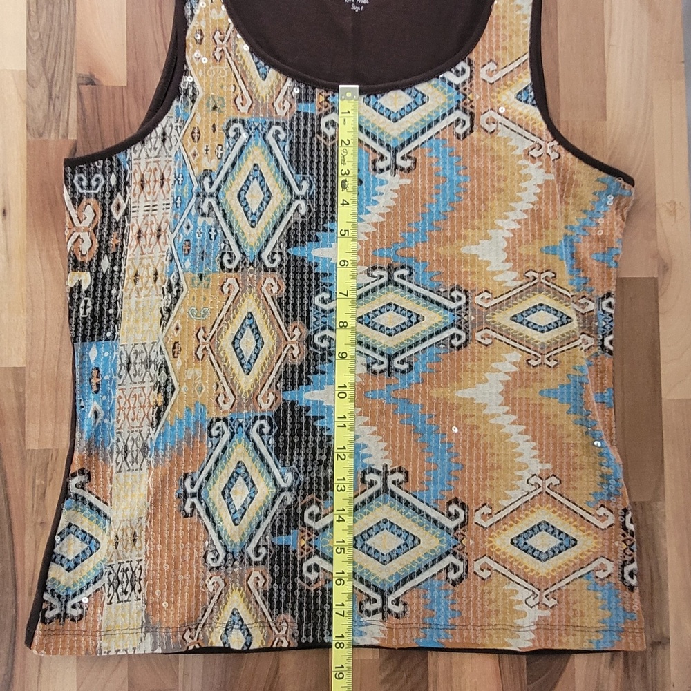 Chico's Western Sequin Tank Top Brown size 1 (Medium) - Picture 10 of 11